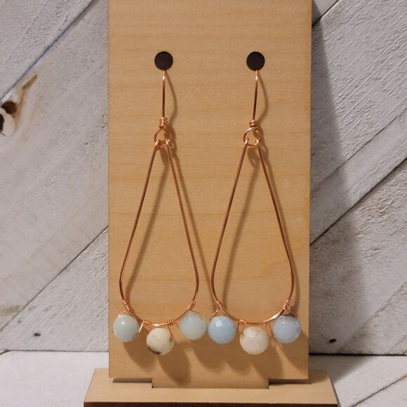 Jewelry - Handmade Copper Tear Drop Amazonite Dangle Earrings